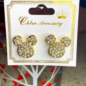Children Mickey Mouse Gold Tone Earrings